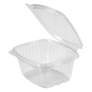 16 oz Rectangular Microwavable Food Containers, Clear Base & Lid - 818-16C