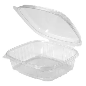 Choice 24 oz. Clear RPET Tall Hinged Deli Container with Domed Lid