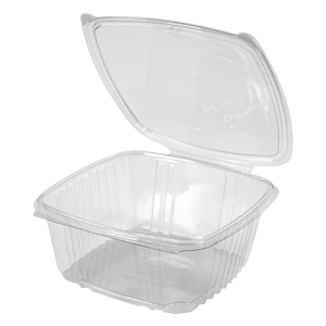 Choice 64 oz. Clear RPET Hinged Deli Container - 50/Pack