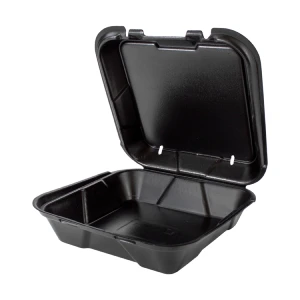 Black 8" x 8" Snap It Lock Vented Hinged Square Container